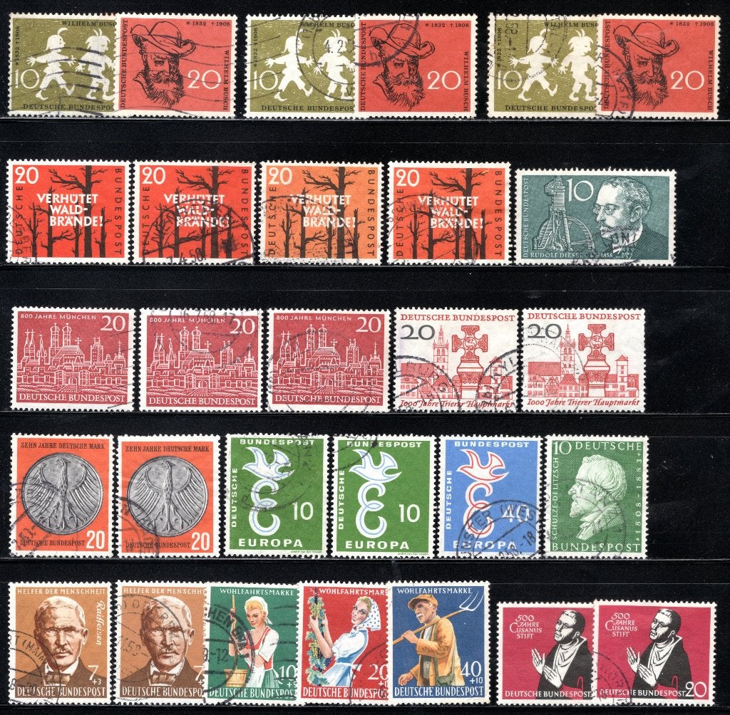 ALLEMAGNE Lot 1958 estampillé, Envoi, RFA, Affranchi