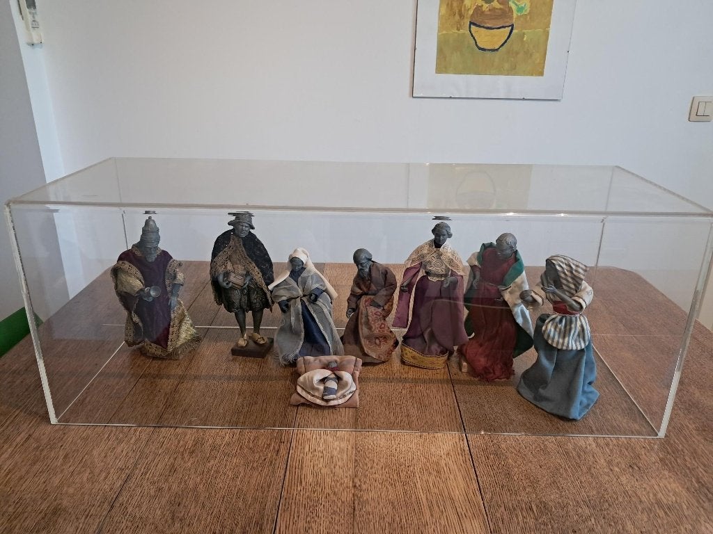 Antieke kerststal met tinnen beeldjes, Antiek en Kunst, Ophalen
