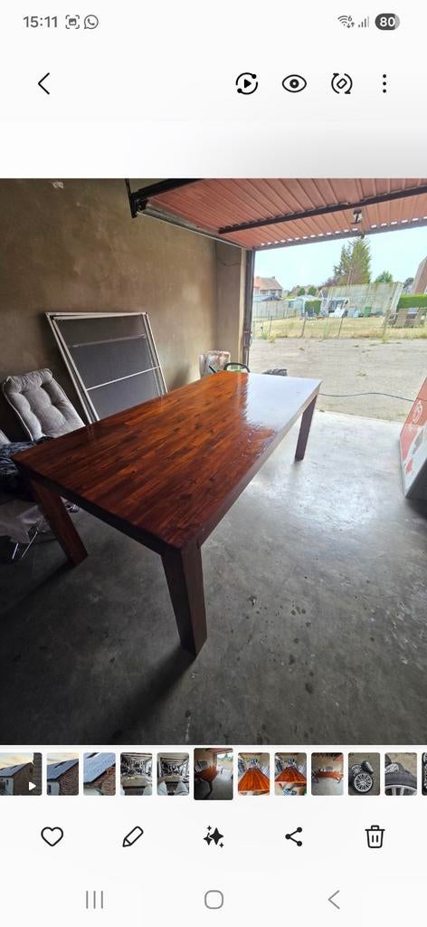 Table à manger en noyer massif 1x2m, Enlèvement