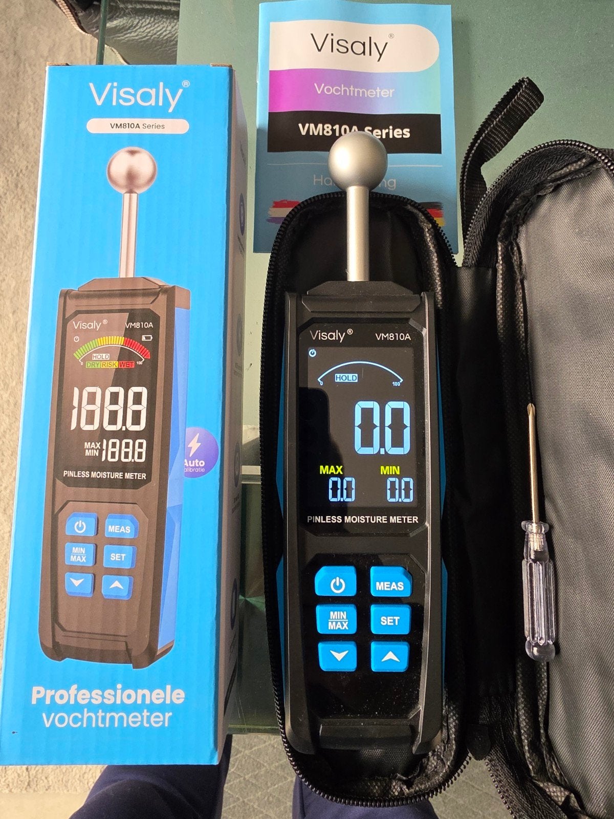 Visaly Pinless Vochtmeter VM810A Pro – Zo goed als nieuw in, Ophalen, Zo goed als nieuw