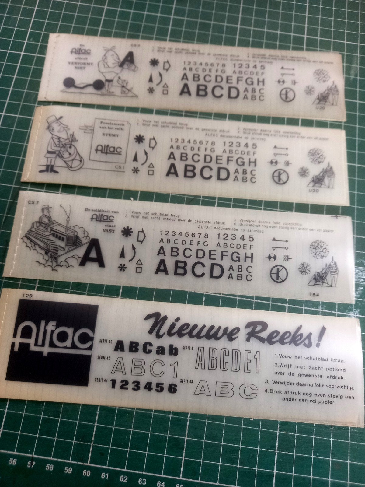 Lot de 4 feuilles promotionnelles Alfac - publicité vintage, Enlèvement ou Envoi