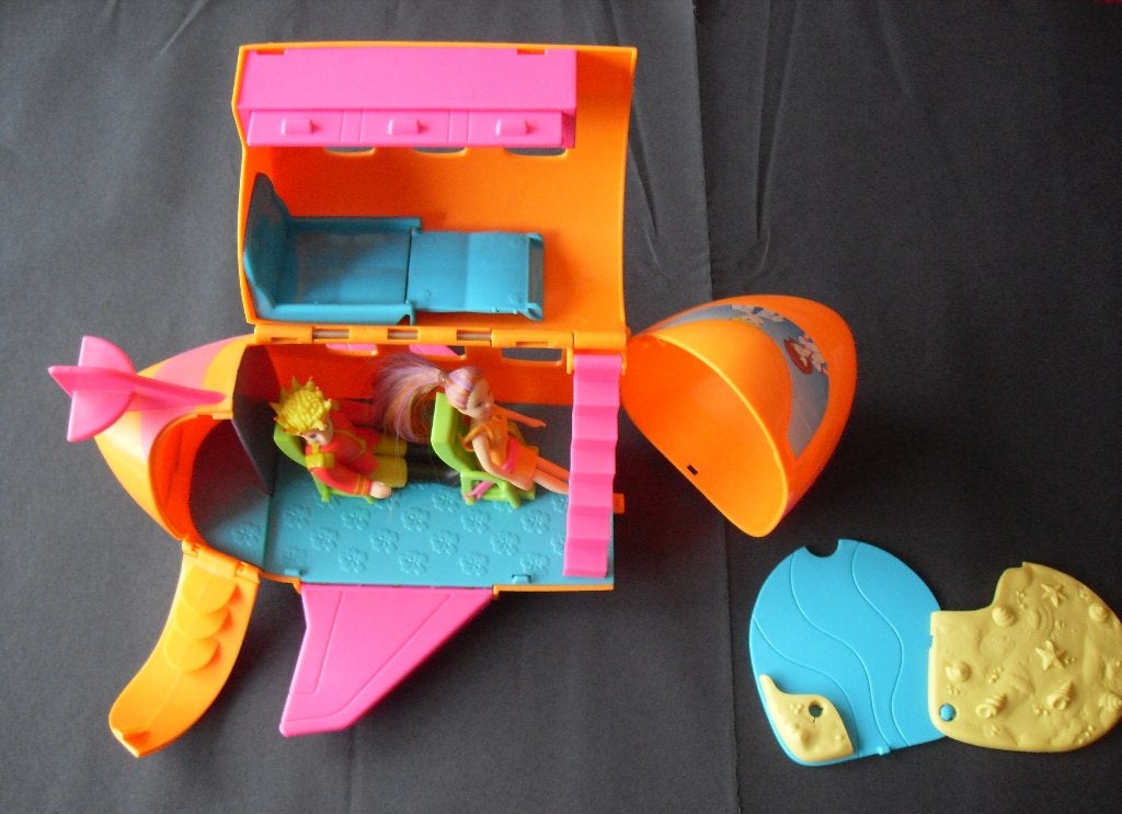 Polly Pocket: Vintage vliegtuig + 2 karakters, Ophalen, Zo goed als nieuw