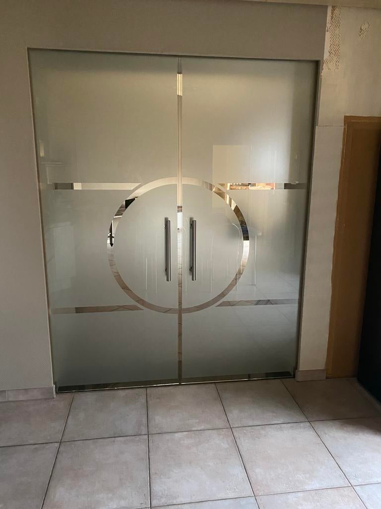 Dubbele glazen schuifdeur binnen, Ophalen, Gebruikt, Binnendeur, Glas