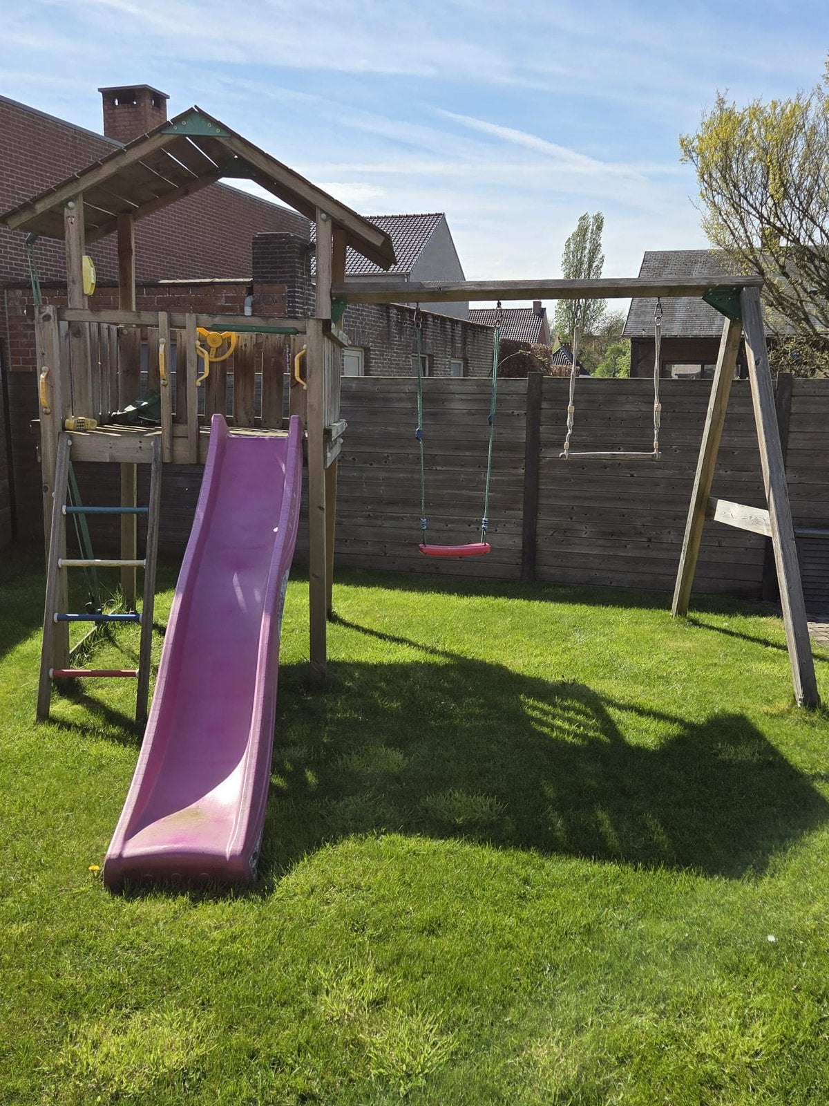 Jungle Gym speeltoestel met XXL glijbaan en 2 schommels, Ophalen, Gebruikt, Schommel
