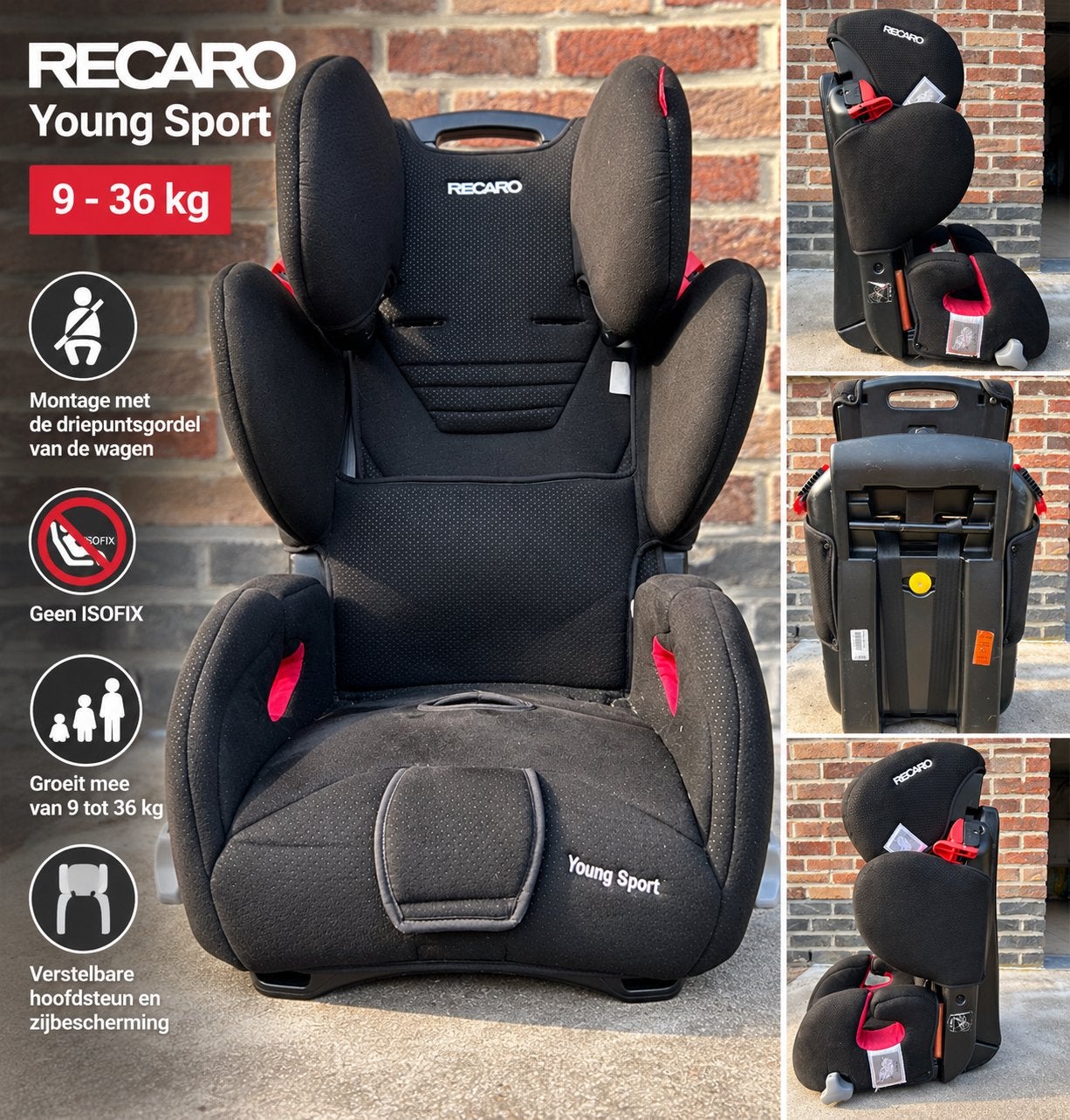 RECARO Young Sport autostoel 9-36 kg | Goede staat, Kinderen en Baby's, Verstelbare rugleuning, 9 t/m 36 kg, Ophalen, Overige merken