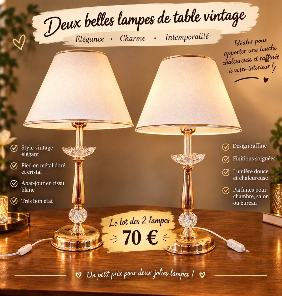 Lampe de chevet, Neuf, Vintage, Blanc, Enlèvement