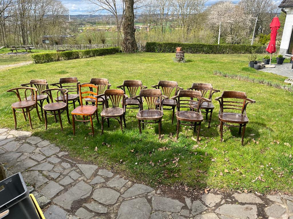Oude café stoelen, Café, Brun, Enlèvement, Cinq, Six Chaises ou plus