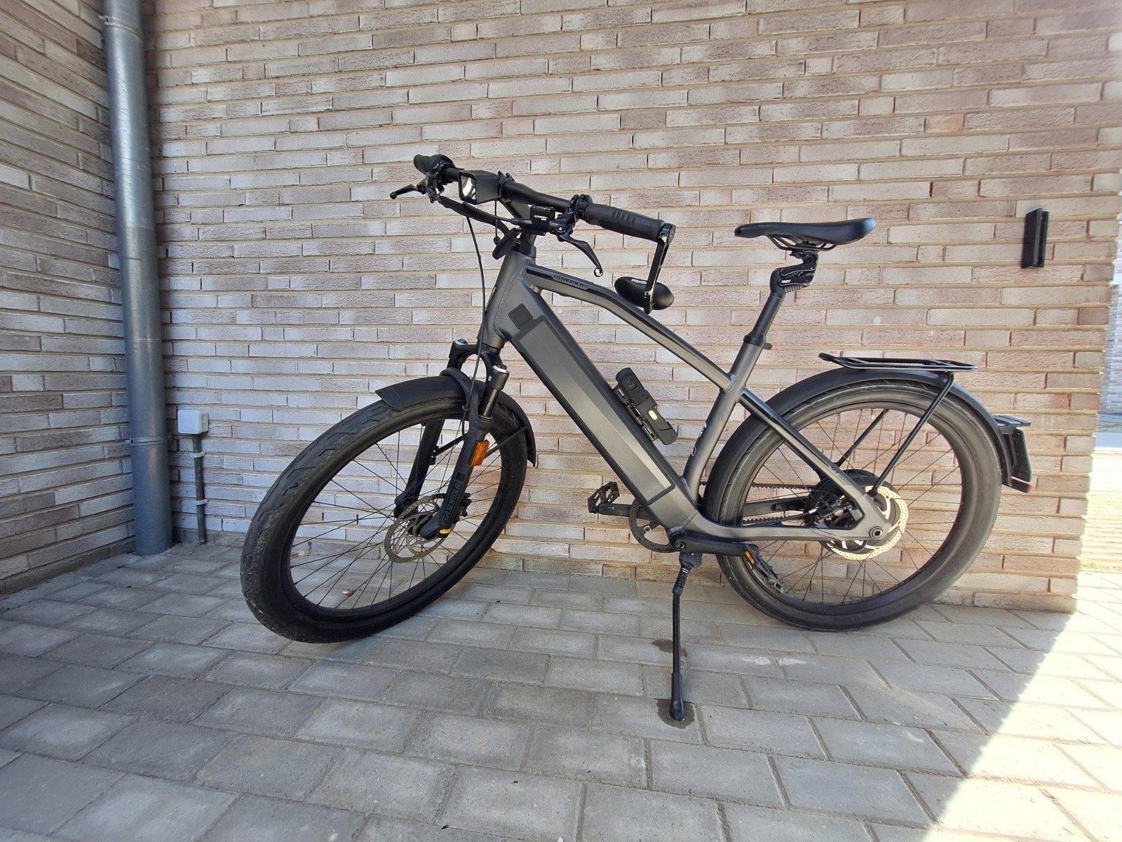 Stromer st2 geveerd, dark grey, L, riem, Fietsen en Brommers, Ophalen, Gebruikt, 50 km per accu of meer, Stromer