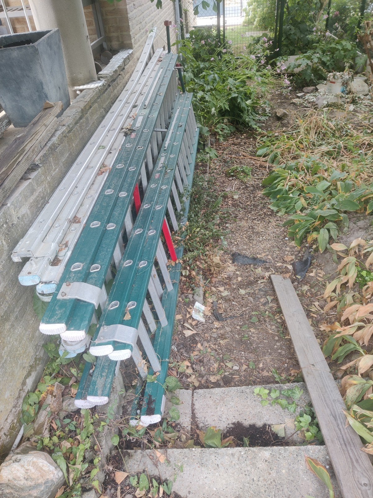 aluminium ladder 2 x 14 spaken en 3 x 14 spaken., Pliable ou rétractable/escamotable, Échelle, Enlèvement, Utilisé