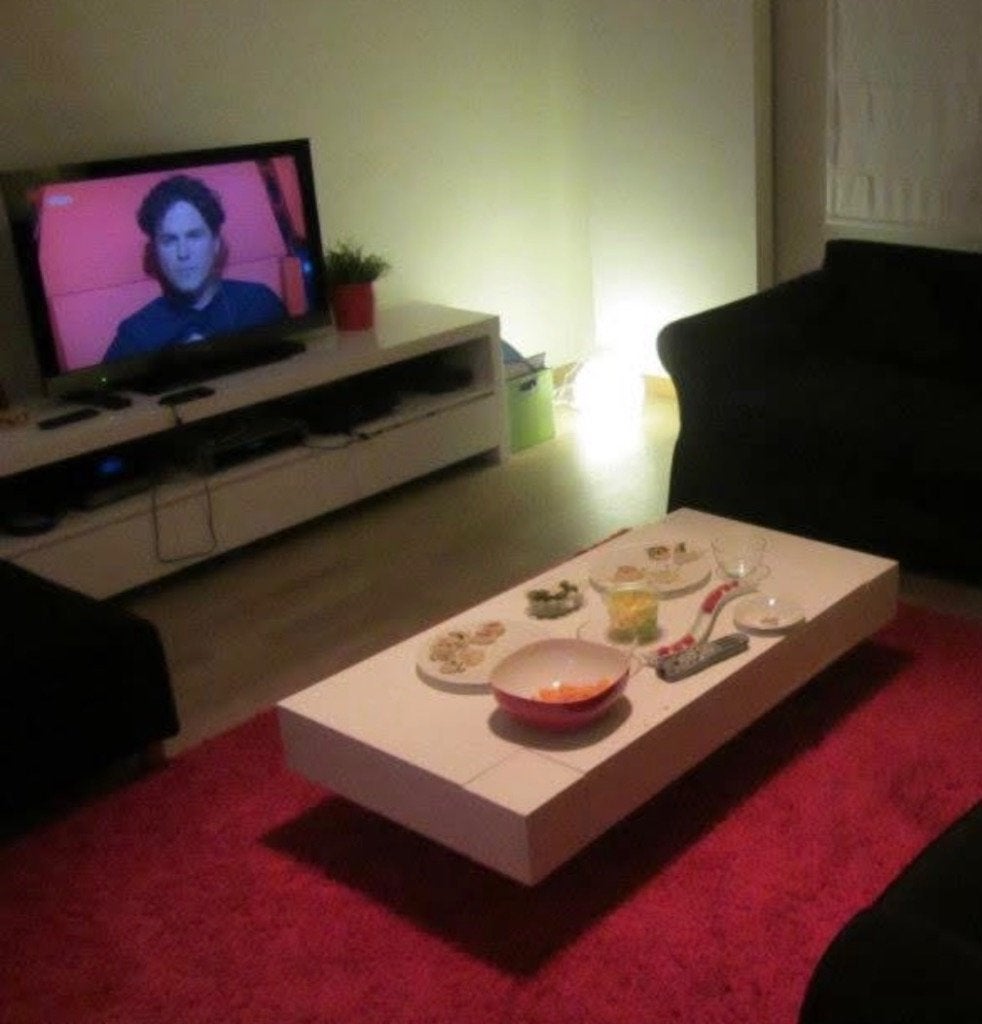Modern TV-meubel en salontafel, Ophalen, Gebruikt, Rechthoekig, Kunststof