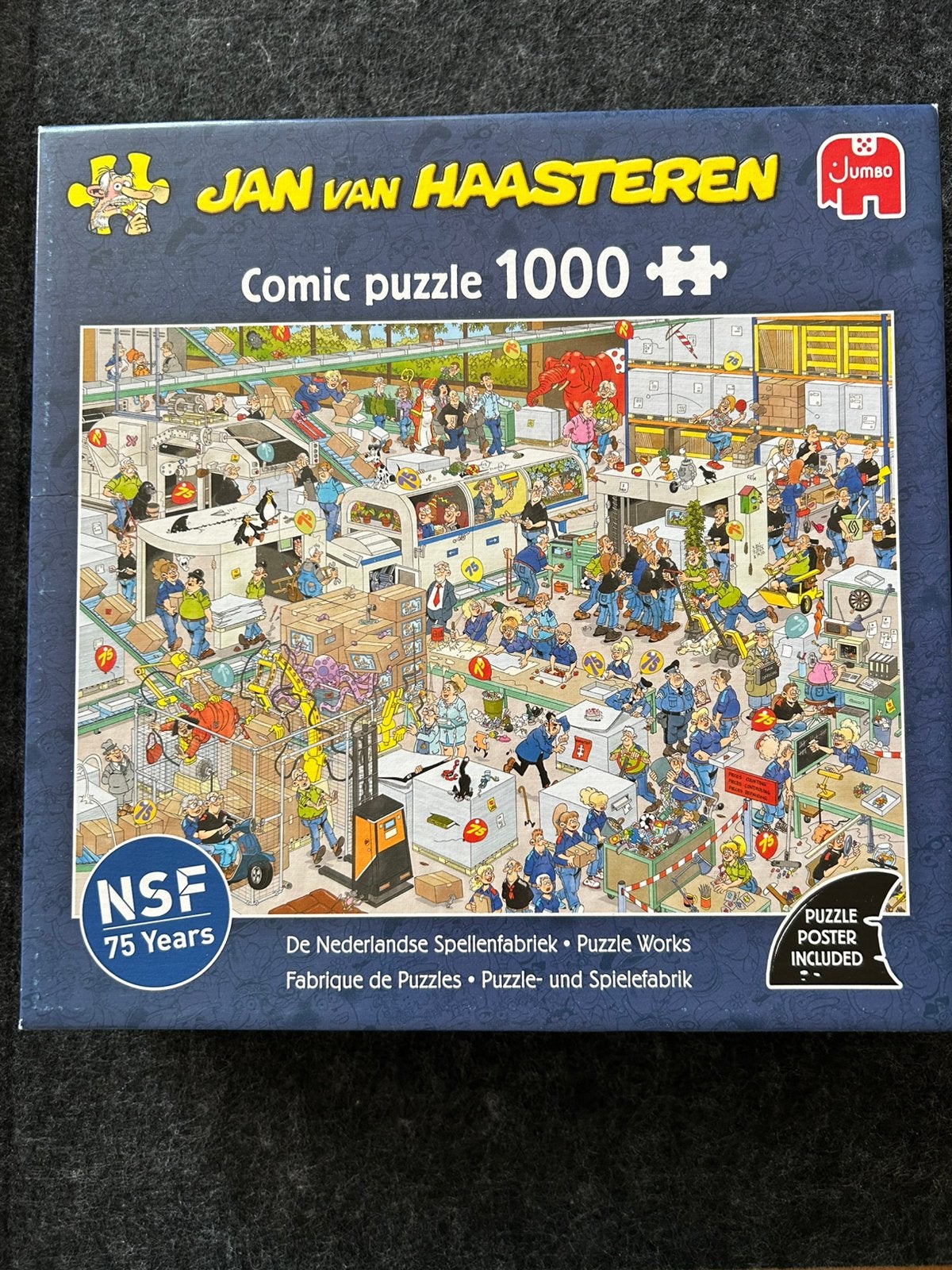 Puzzel Jan van Haasteren De spellenfabriek, Enlèvement, 500 à 1500 pièces, Comme neuf, Puzzle