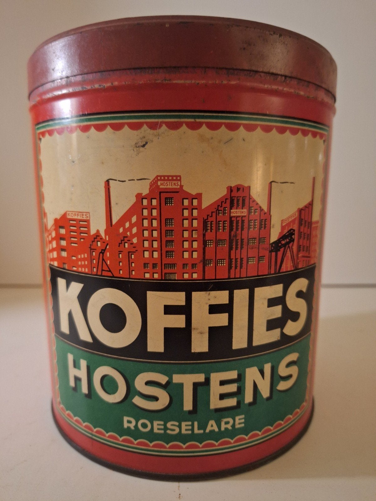 oud koffieblik koffies Hostens Roeselare 18cm, Verzamelen, Ophalen of Verzenden