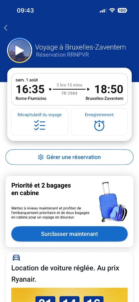 Ticket avion Ryanair, Tickets & Billets, Transports en commun, Une personne, Avec destination ou date, Avion