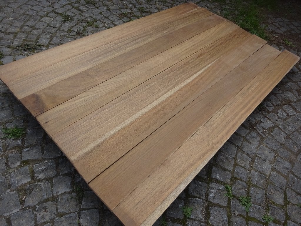 Planche en ovangkol rabotée +- 2,4 x 15 x 195 centimètres, Neuf, Planche, 200 à 250 cm, Autres essences de bois