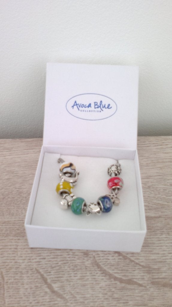 Avoca Blue - zilveren armband, Handtassen en Accessoires, Armbanden, Ophalen of Verzenden, Nieuw, Zilver, Met bedels of kralen