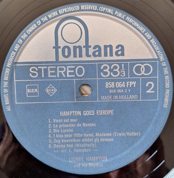 LIONEL HAMPTON PART EN EUROPE, Pochette photo, Enlèvement, Utilisé, Jazz