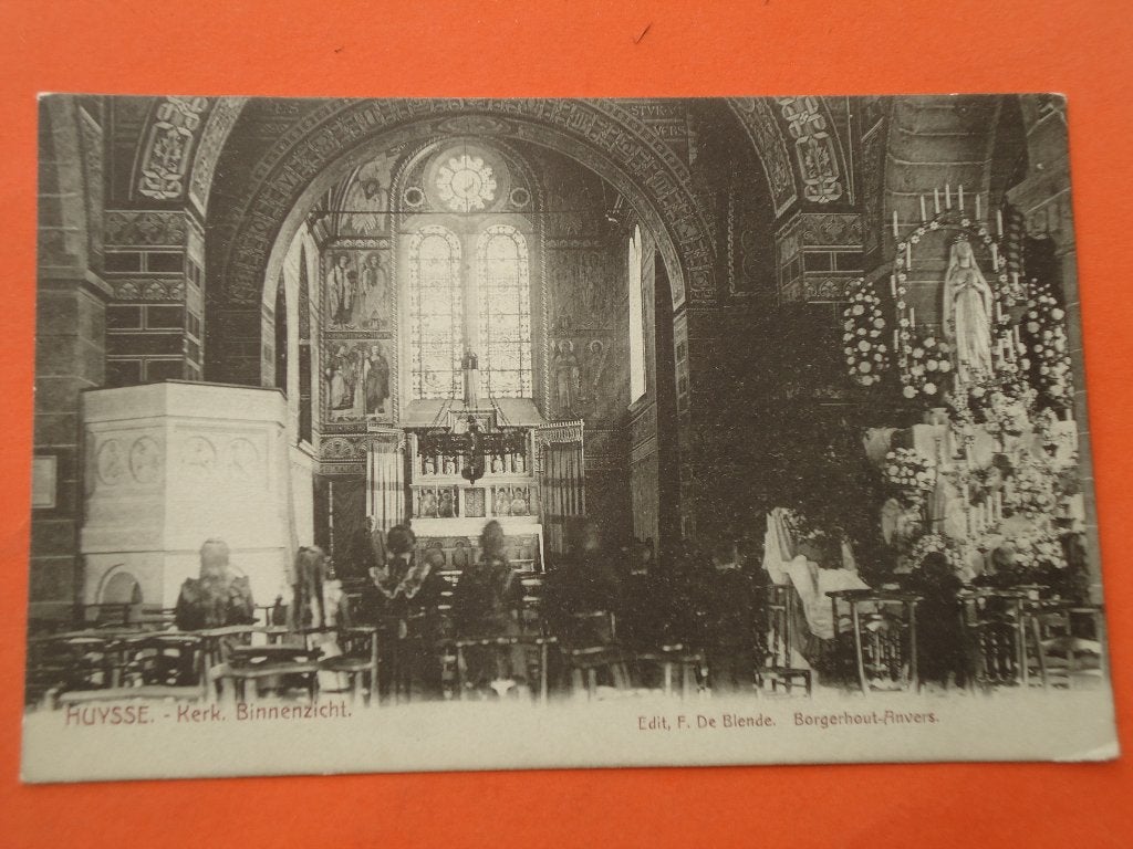 Kruishoutem - Huysse - Huise Kerk Binnenzicht, Verzamelen, Postkaarten | België, Ophalen of Verzenden, 1920 tot 1940, Ongelopen
