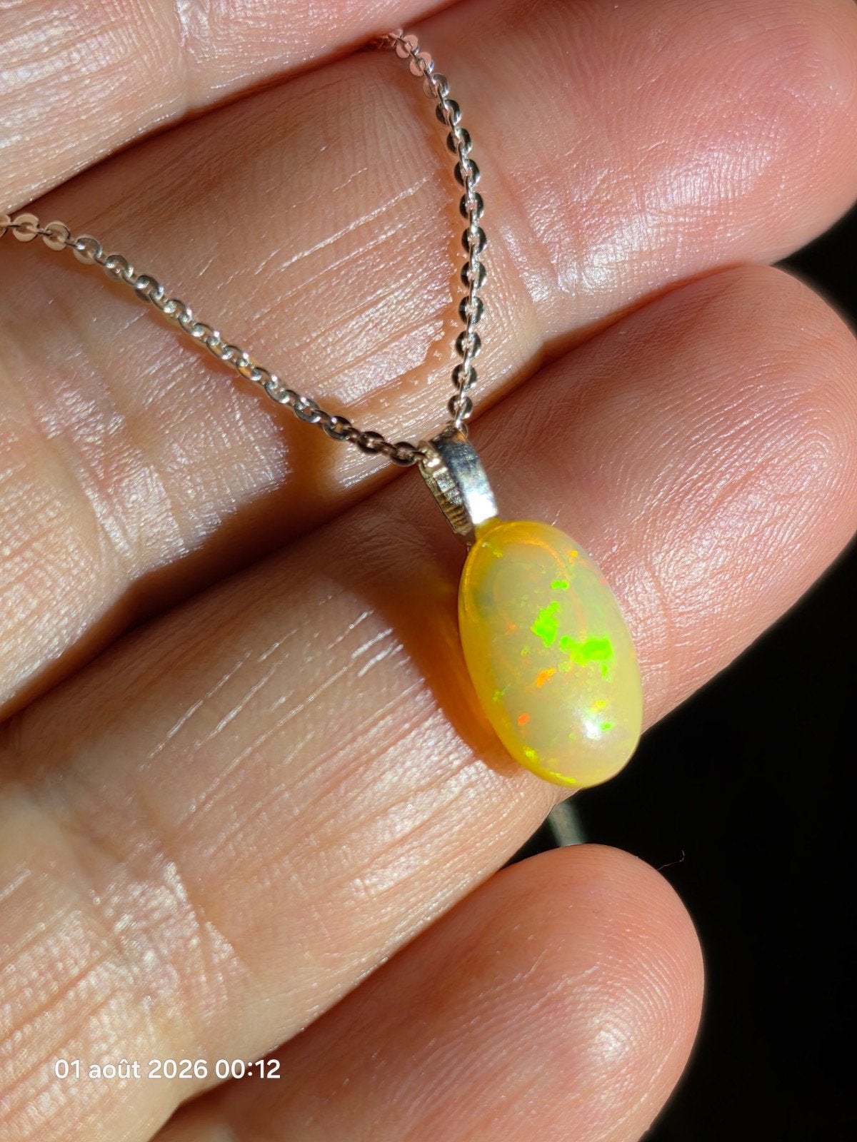 Pendentif avec opale naturelle d'Éthiopie, Neuf, Enlèvement, Avec pierre précieuse, Argent