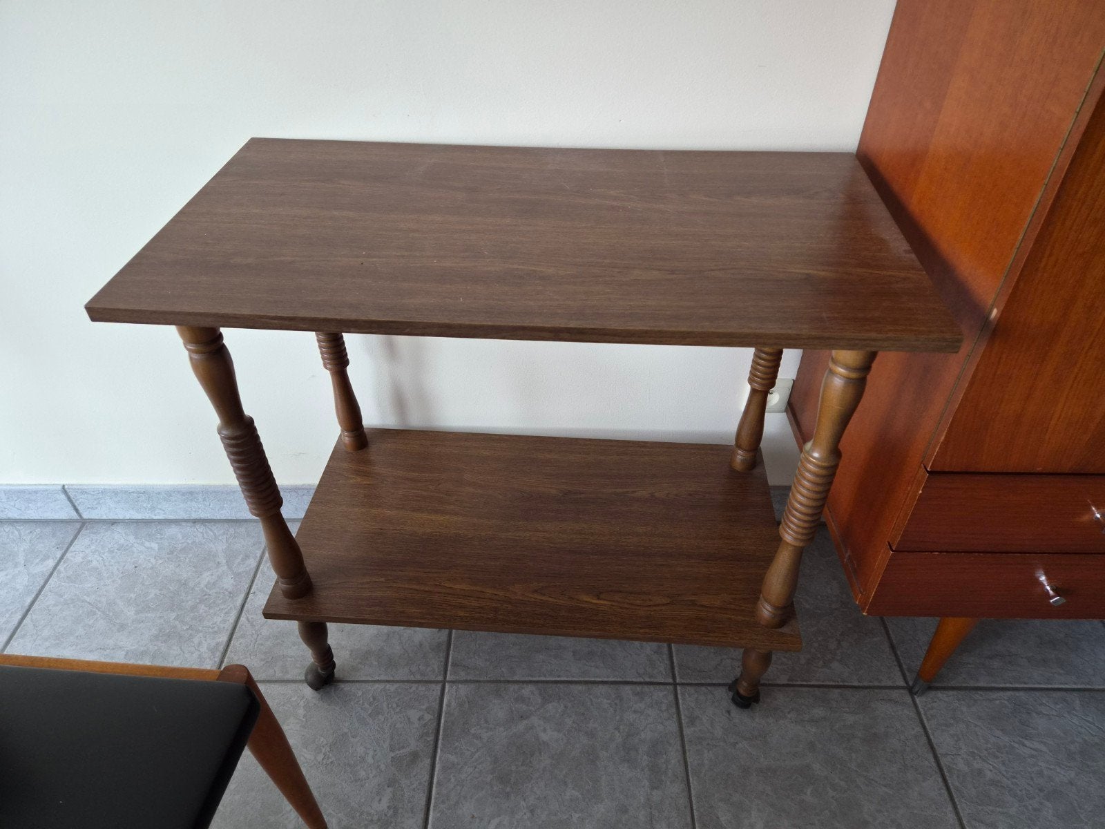 Vintage houten serveerwagen op wieltjes ( jaren '70 / '80 ), Enlèvement