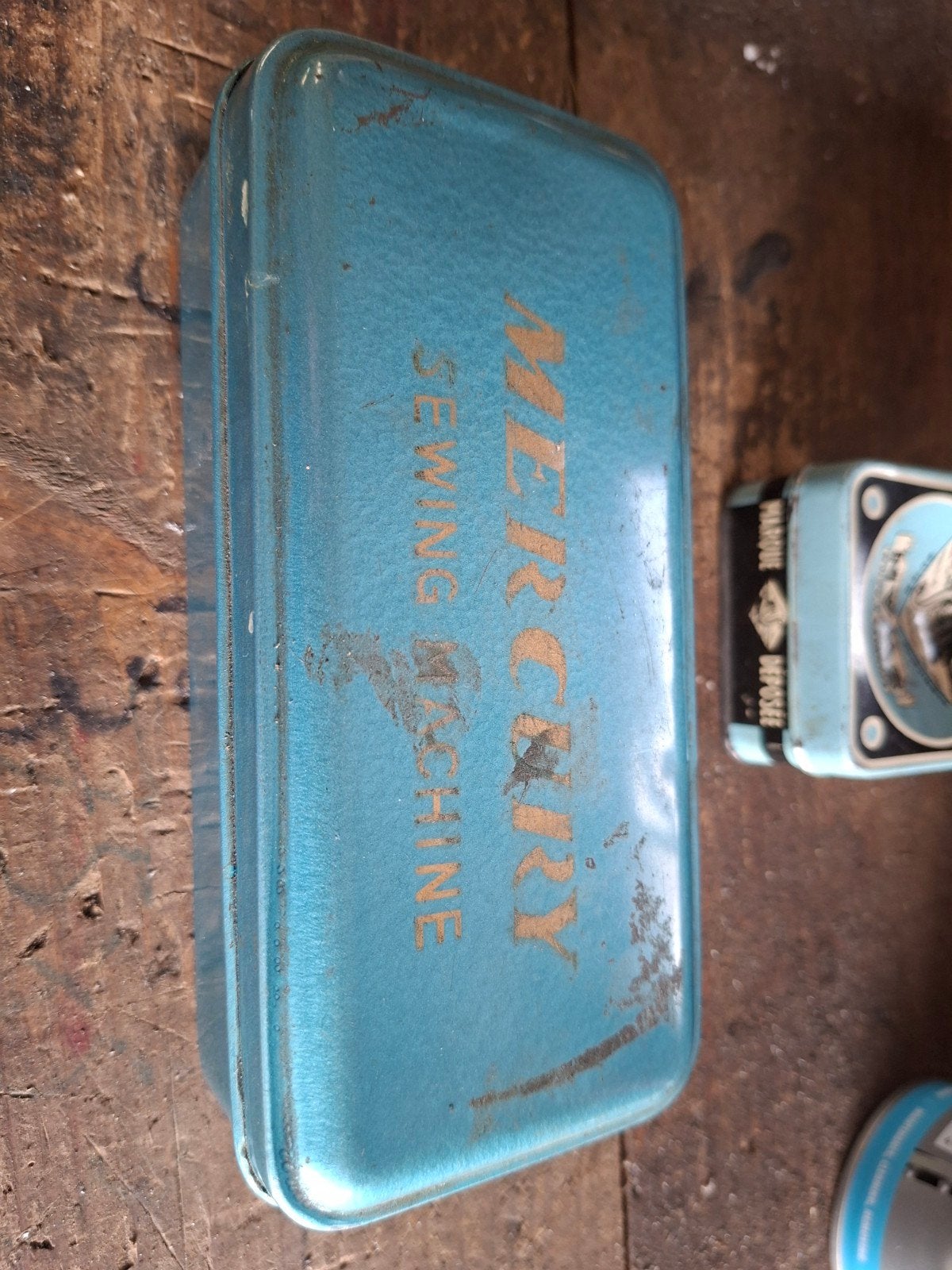 vintage opbergdoos MERCURY SEWING MACHINE, Ophalen of Verzenden