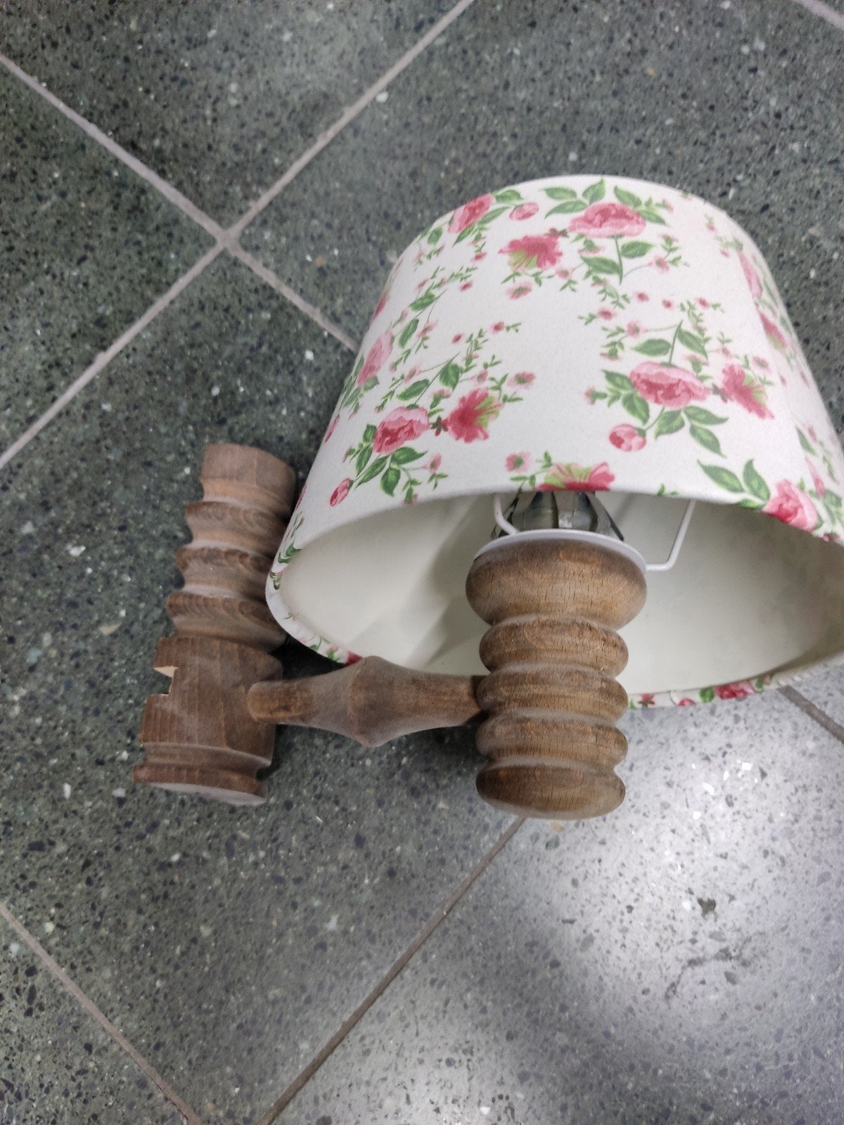 Vintage houten armatuur met lampenkap, Maison & Meubles, Lampes | Abat-jour, Enlèvement