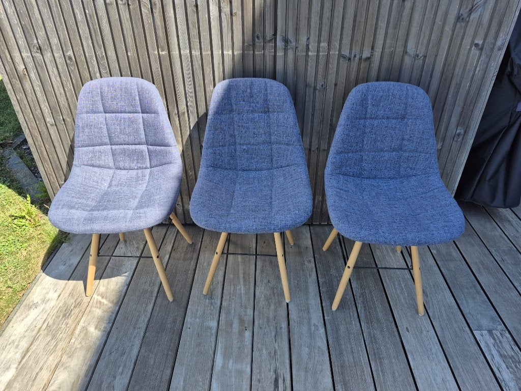 4 Blauw Eetkamerstoelen - CLP Tammy - GRATIS, Maison & Meubles, Enlèvement, Utilisé, Bleu, Quatre