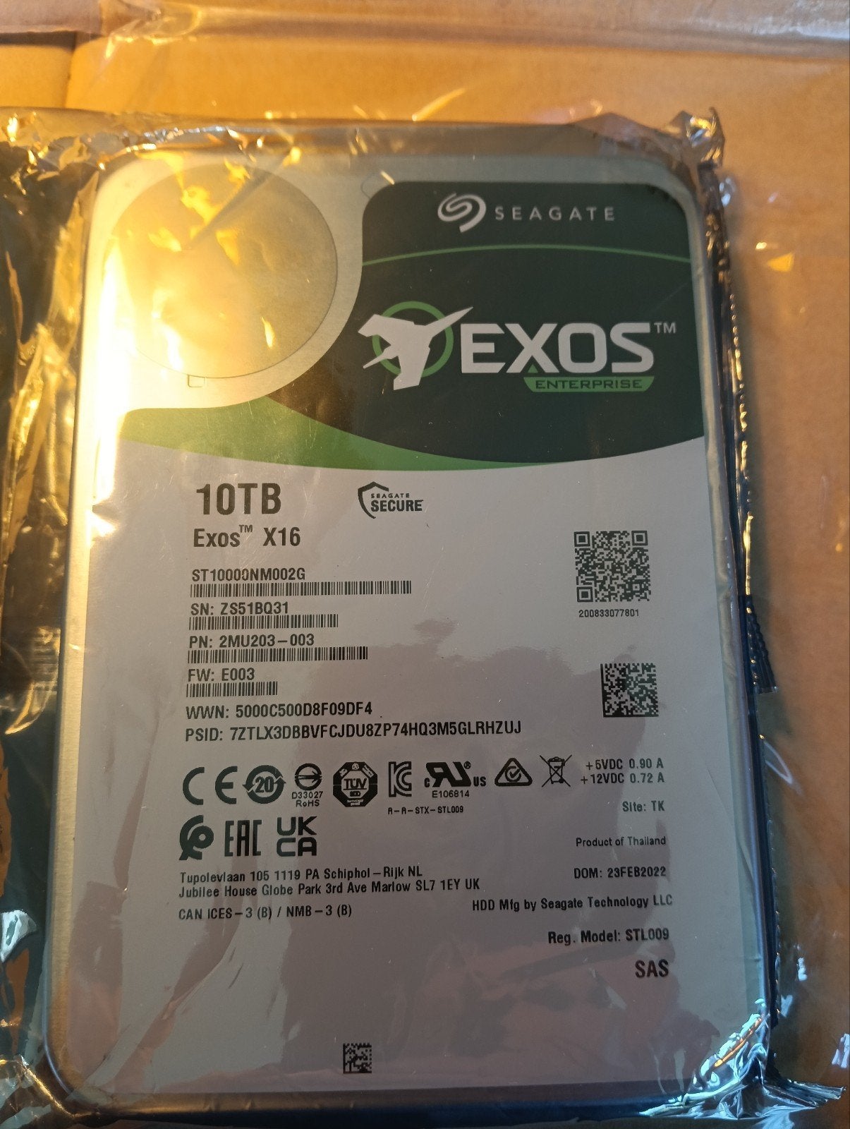 Seagate Exos X16 10 TB ST10000NM002G, SAS 12 Gb/s NIEUW, Intern, SAS, HDD, Nieuw