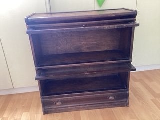 Vintage houten vitrinekast met schuifdeurtjes, Huis en Inrichting, Kasten | Vitrinekasten, Ophalen, Gebruikt, 50 tot 100 cm, Glas