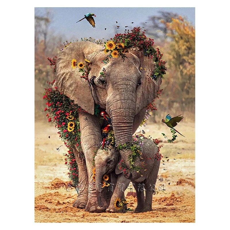 Peinture au diamant 50x40cm Fleurs d'éléphant n 948, Neuf, Multicolore, Autres matériaux, Autres marques