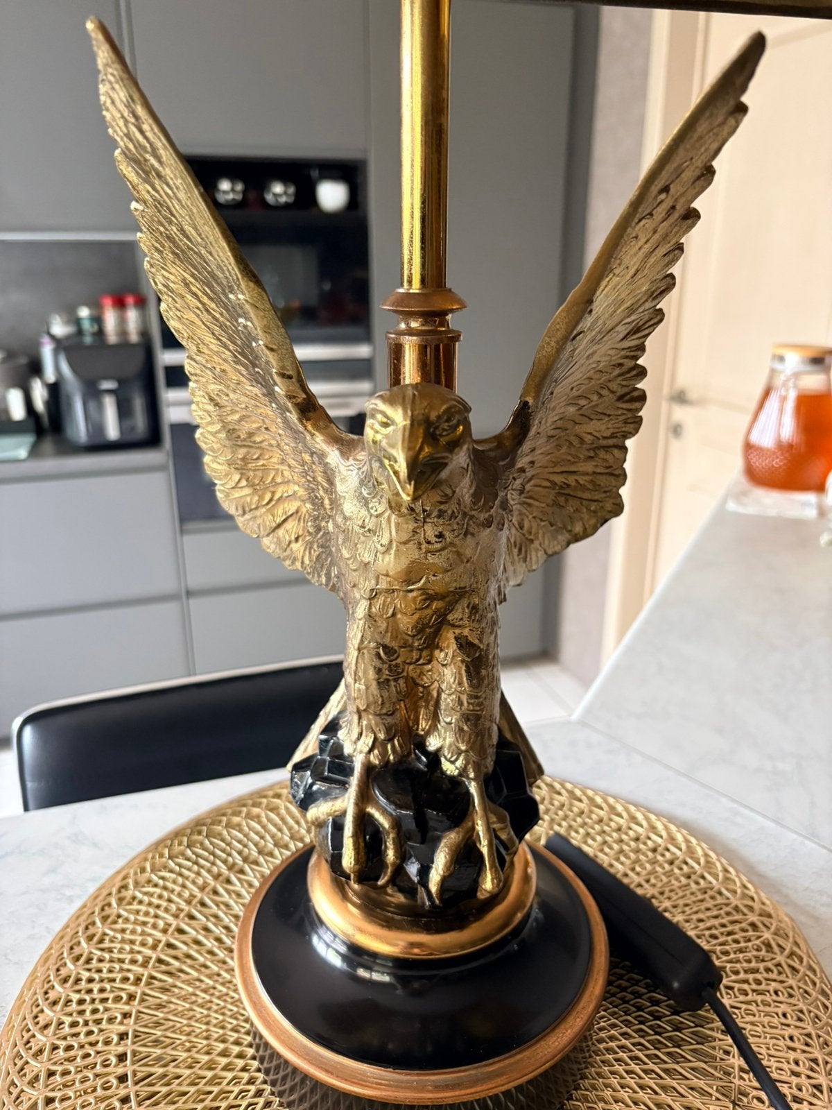 Deknudt - Empire style brass eagle lamp, Huis en Inrichting, Ophalen, Gebruikt, Overige merken, Metaal