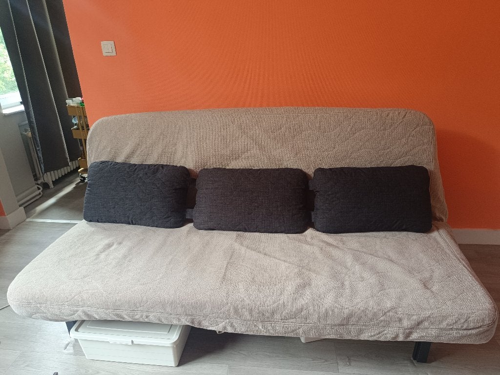 NYAMH Ikea slaapbank (grijs), Ophalen, Gebruikt, Tweepersoons, 140 cm