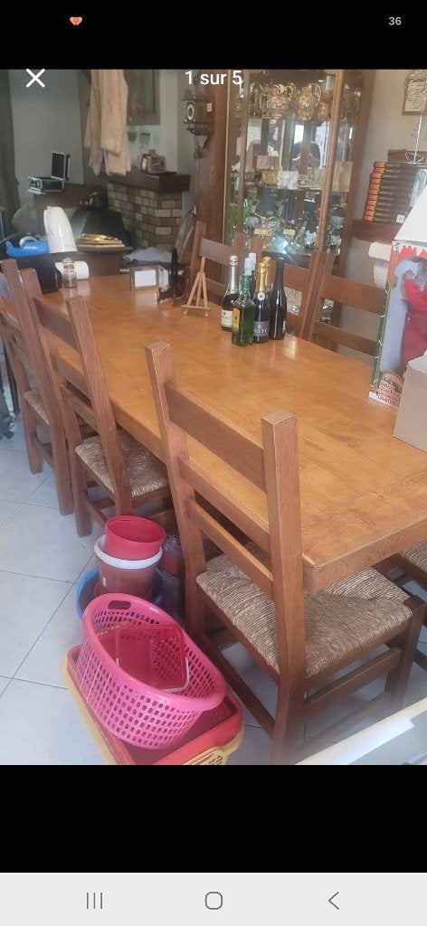 Table de salle à manger en chêne Massif, Divers, Divers Autre, Enlèvement, Utilisé