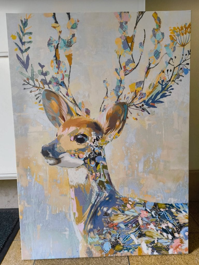 decoratie canvas hert, Objet de décoration, Comme neuf, Enlèvement, 50 cm