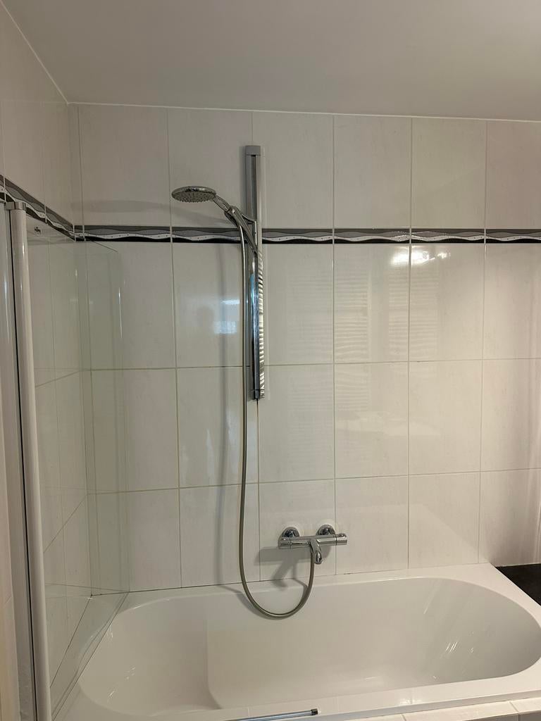 Bad en douchekraan met muurstang, Ophalen, Zo goed als nieuw, Glas, Bad
