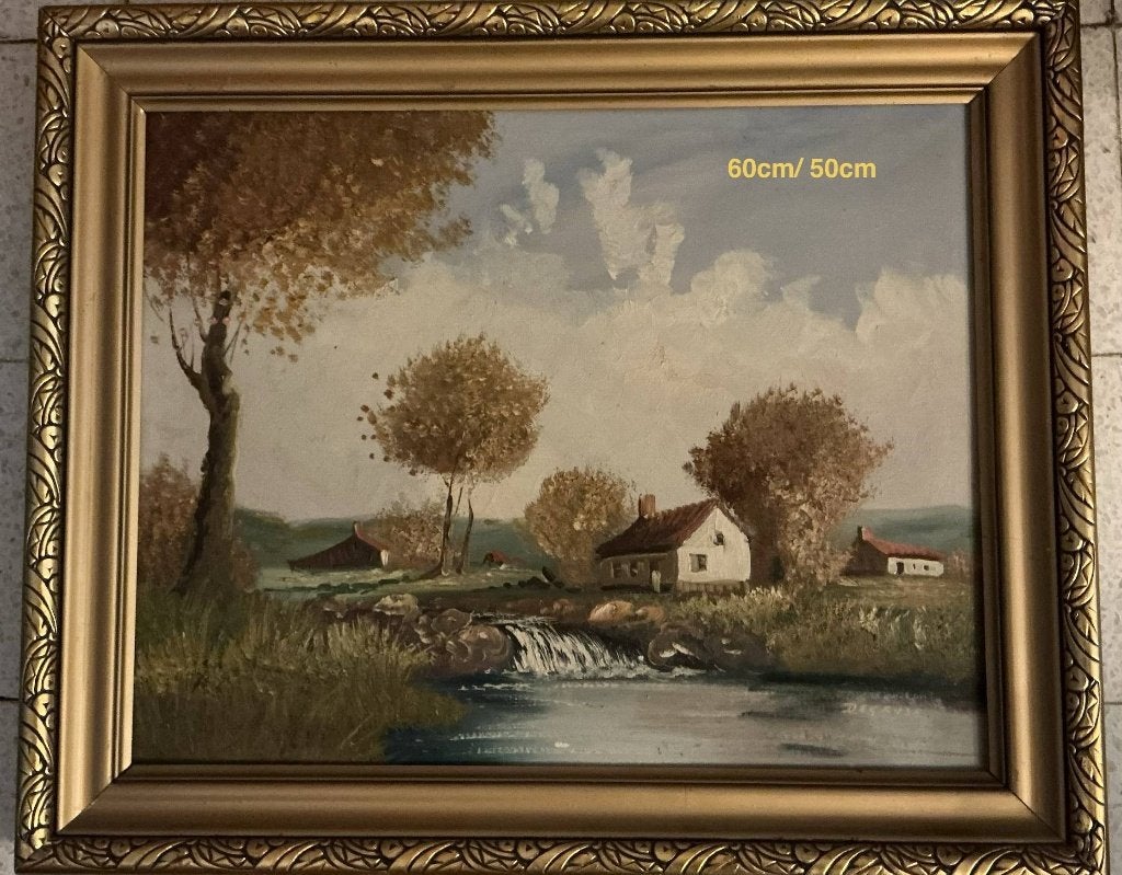Peinture sur toile, Peinture à l'huile, Paysage, Signé, Enlèvement