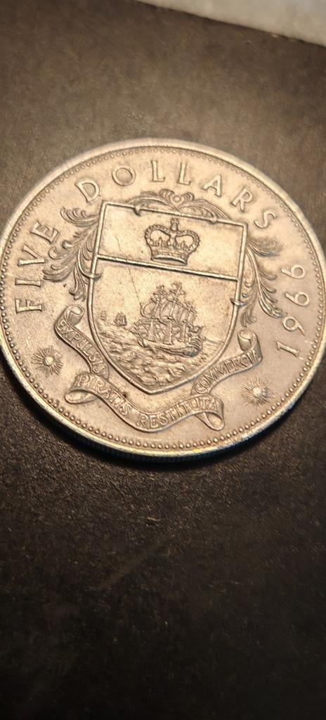 Bahamas, 5 Dollars 1966,Large zilver munt, Postzegels en Munten, Ophalen of Verzenden, Zuid-Amerika, Losse munt, Zilver