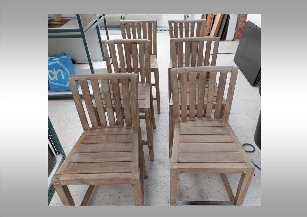 6 Luxe Andersonteak Barstoelen onbehandeld &merklebel topst, Ophalen, 5 krukken of meer, Met voetsteun, Zo goed als nieuw