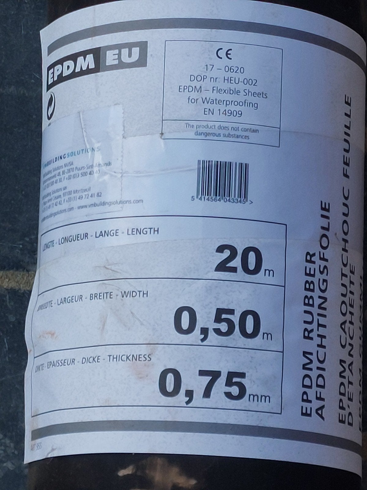 epdm folie, Doe-het-zelf en Bouw, Ophalen, Overige materialen, Zwart, Overige typen