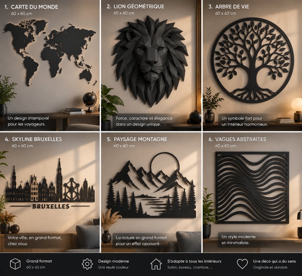 Décoration murale design 3D – 60  60 cm – Plusieurs modèles, Ophalen, Meerkleurig, 60 cm, Kunststof