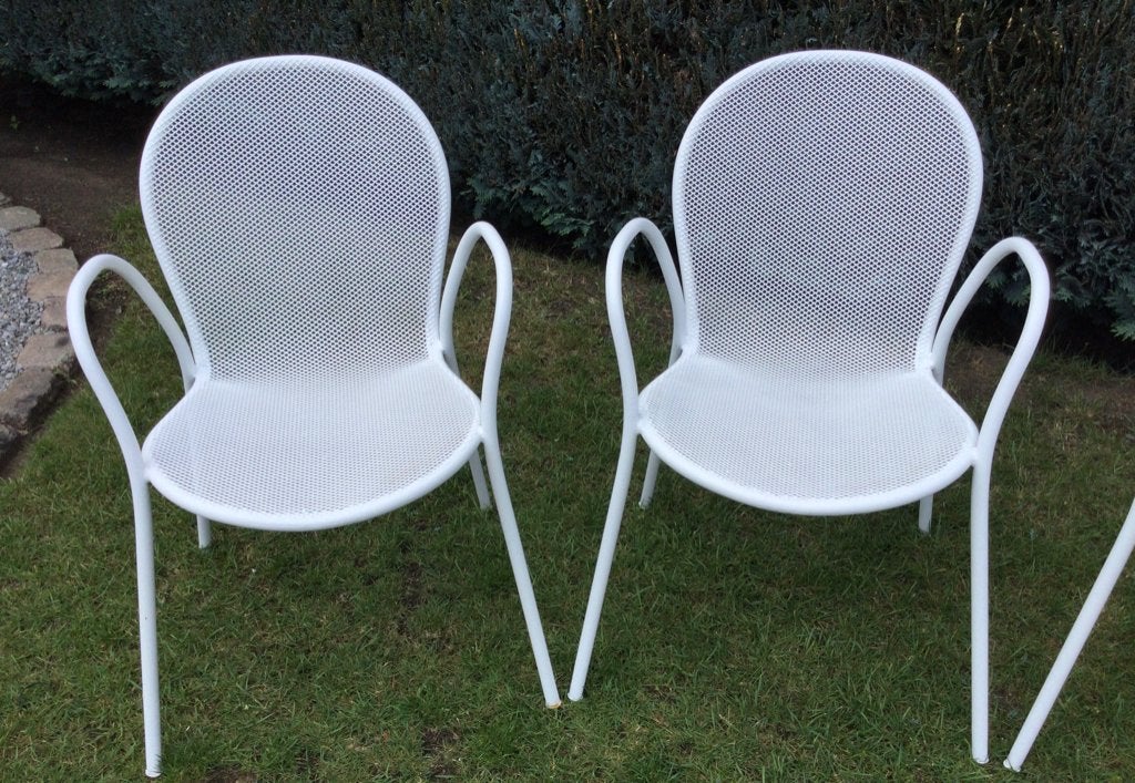 4 Tuinstoelen, Tuin en Terras, Ophalen, Zo goed als nieuw, Metaal, Stapelbaar