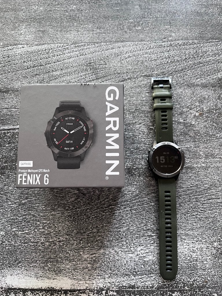 Garmin Fenix 6 Sapphire, Handtassen en Accessoires, Gebruikt, Stappen, Zwart, Garmin