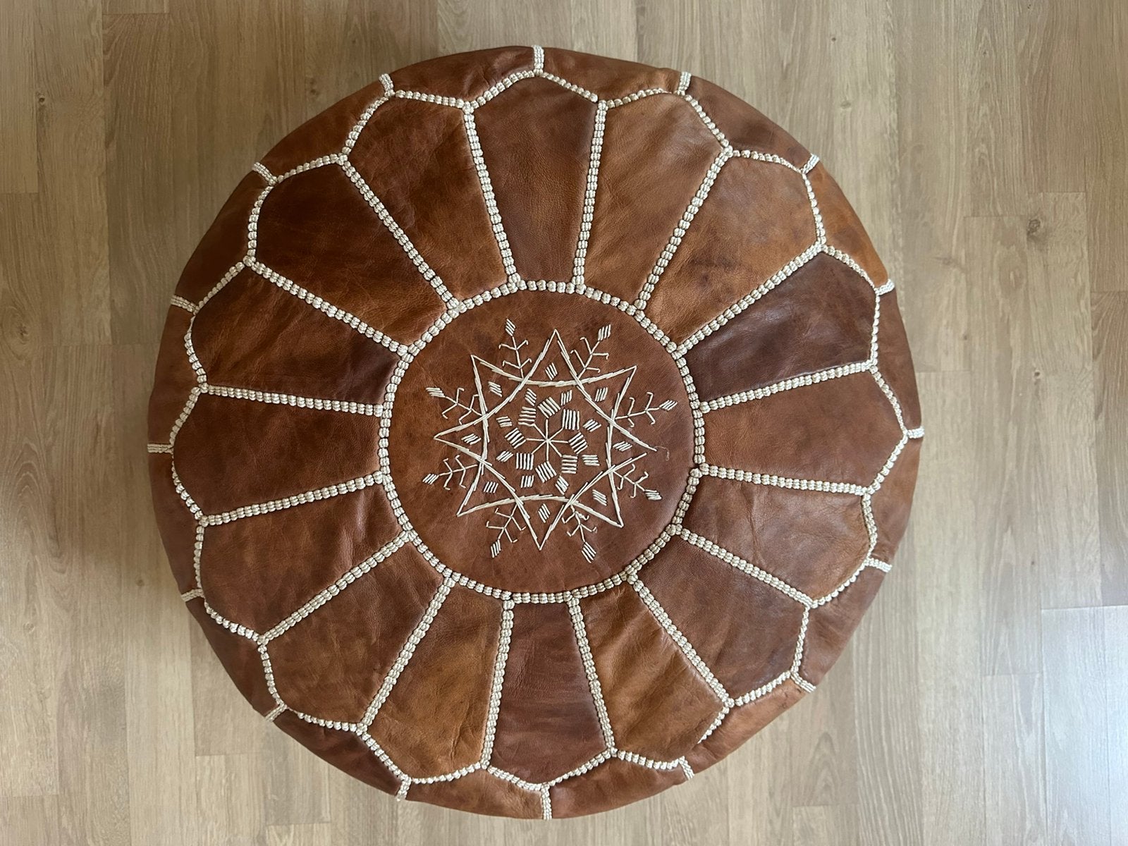 Bohemien poef Terrabruin, Minder dan 50 cm, Rond, Nieuw, Ophalen of Verzenden