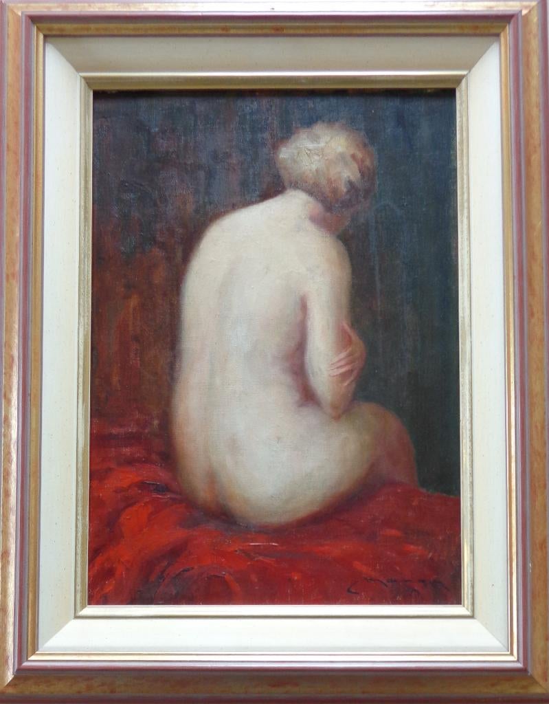 CHARLES MANGIN / RUGGELINGS NAAKT / OLIEVERF DOEK / 47x37cm, Ophalen of Verzenden