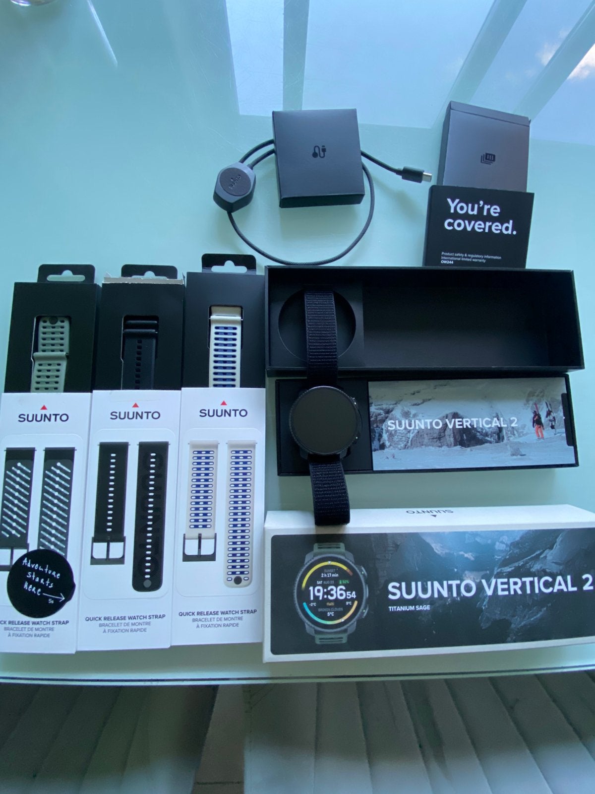 Suunto vertical 2 titanium sage + 4 bandjes, Zwart, Ophalen of Verzenden, Zo goed als nieuw, Waterdicht