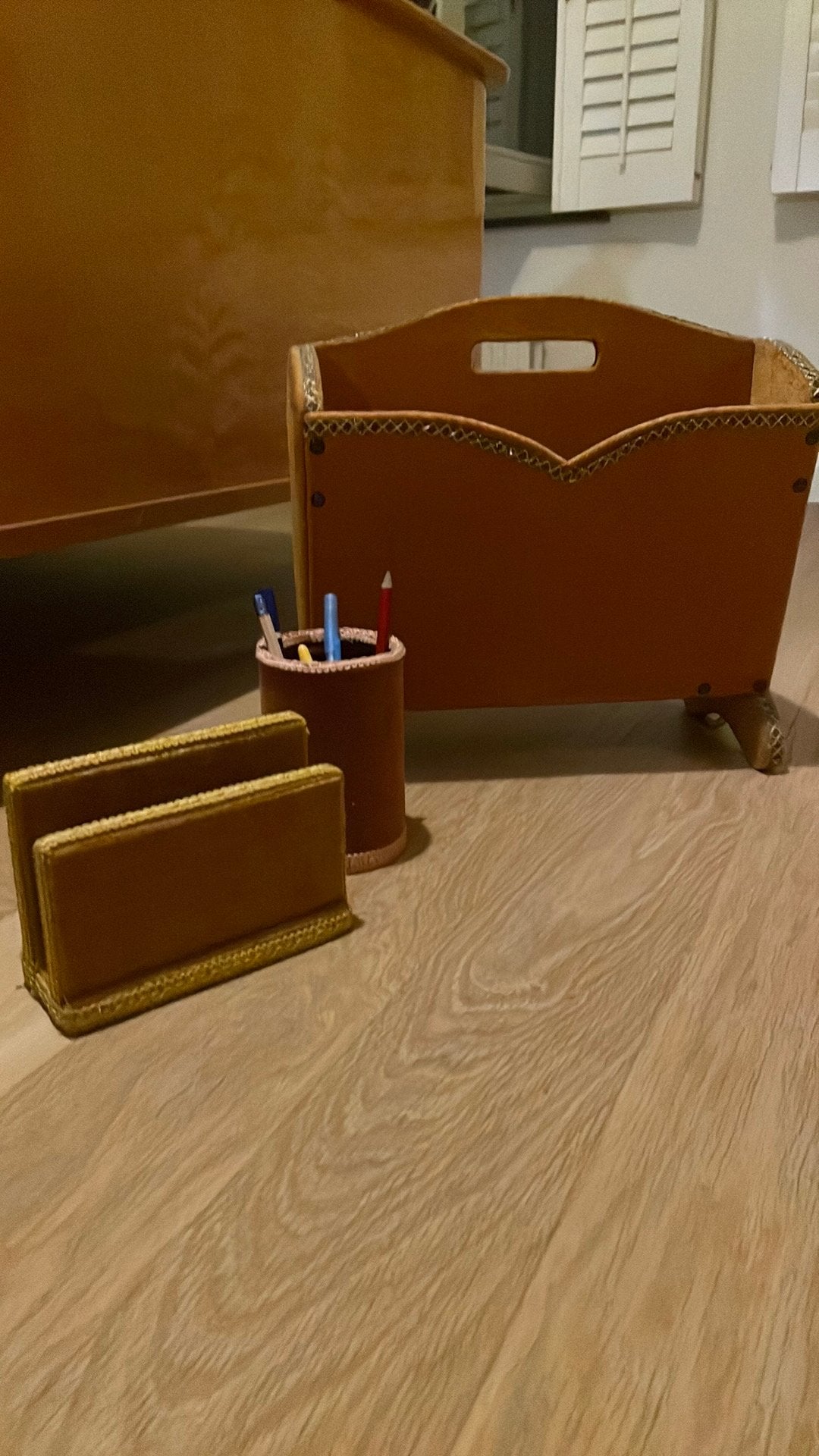 Vintage bureausetje, Ophalen, Met handvat, Gebruikt, Vintage
