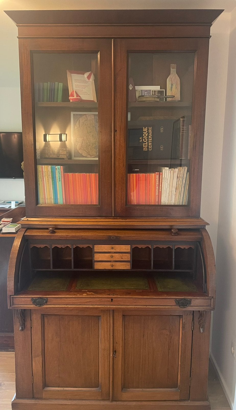 Bureau en acajou du XIXe siècle avec vitrine, Maison & Meubles, Enlèvement, Comme neuf