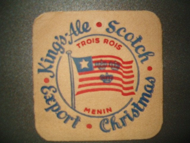 Tapis à bière Trois Rois Menen 7 : 94 x 94 mm, Enlèvement ou Envoi, Utilisé, Sous-bock
