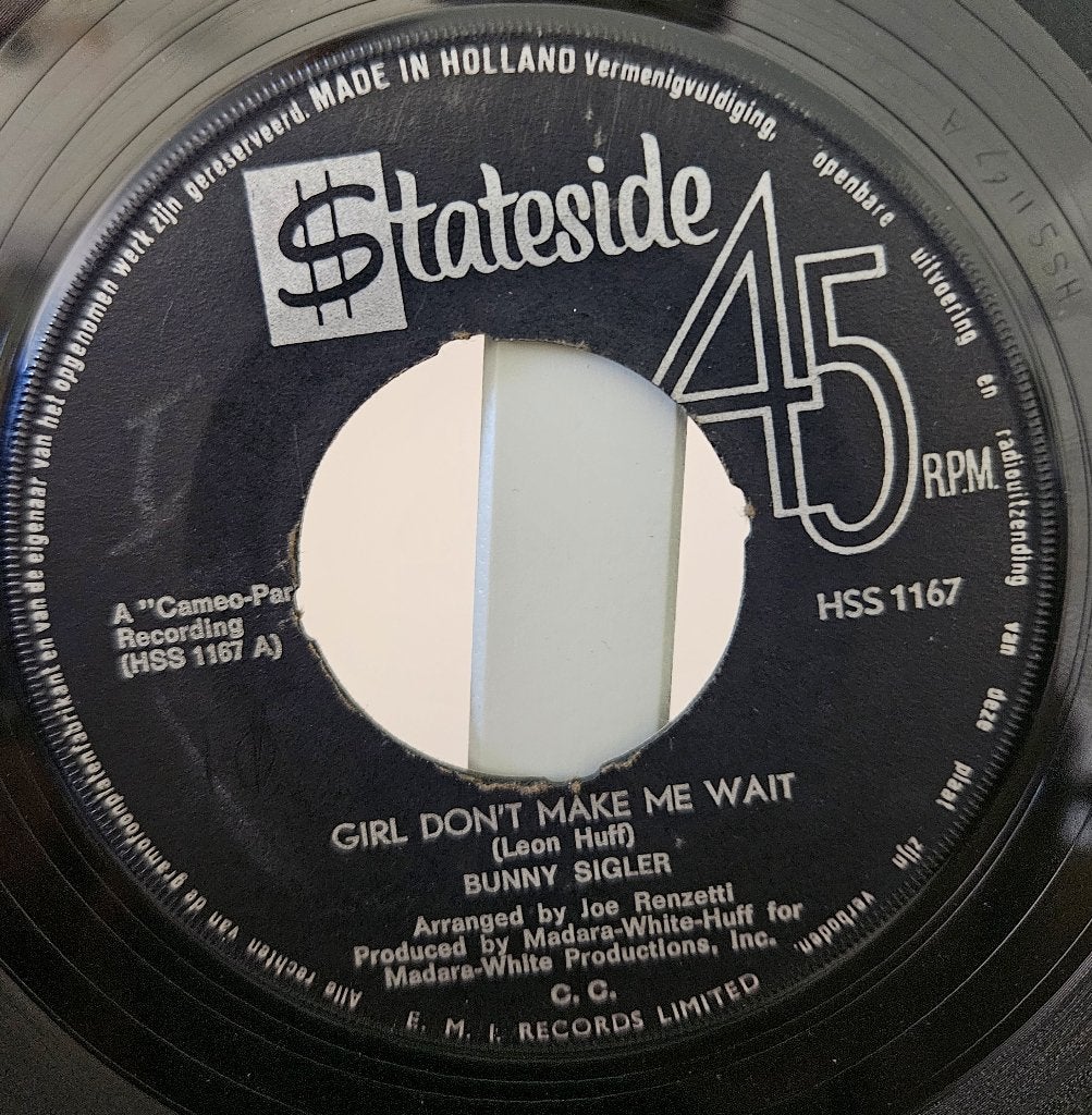 7" Single - Bunny SIGLER - Girl Don't Make Me Wait, R&B et Soul, 7 inch, Utilisé, Autres types