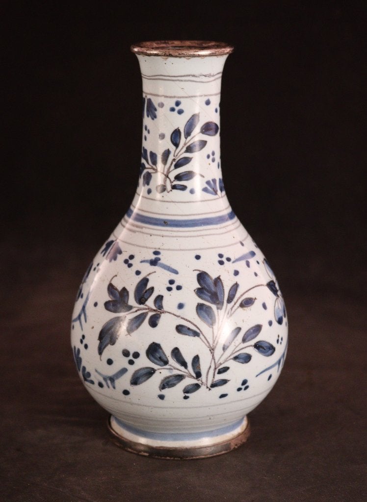 Vase ancien avec bord en argent, Enlèvement ou Envoi