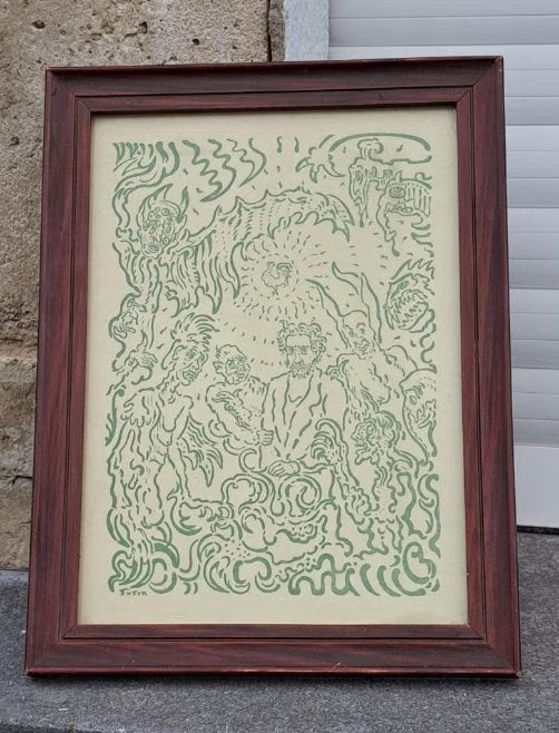 lithographie signe james ensor, Antiek en Kunst, Kunst | Litho's en Zeefdrukken, Ophalen of Verzenden, Lithografie